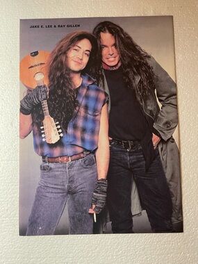 Jake E. Lee & Ray Gillen Duo Pinup - Blue Plaid & Black Apparel